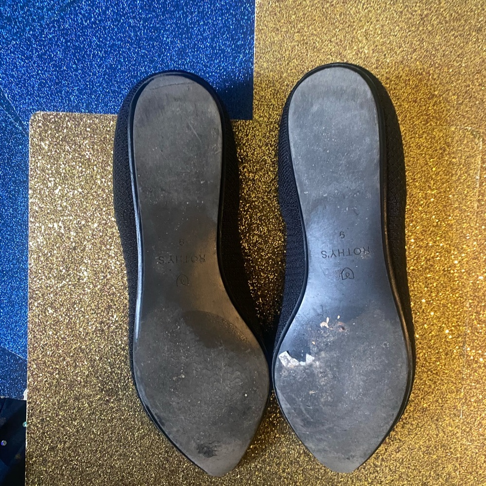 ROTHY’s BLACK FLAT POINTY BALLET Shoes 9W but fits an 8️⃣ COMFY - Picture 5 of 9